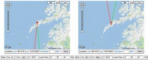 Lofoten sun location map