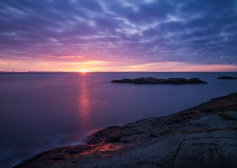 Winter sunrise over Vestfjord from Toppøya, near Reine, Moskenesøy, Lofoten Islands, Norway