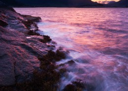 Rugged rocky coastline and mountain view at Stamsund, Vestvågøy, Lofoten islands, Norway