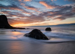 Scenic Myrland beach, Flakstadoy, Lofoten Islands, Norway