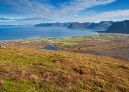 Autumn view from Hoven, Gimsøy, Lofoten Islands, Norway