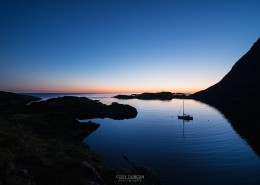 Sailboat Anchorage in Buvågen Bay at Helle, Lofoten Islands, Norway