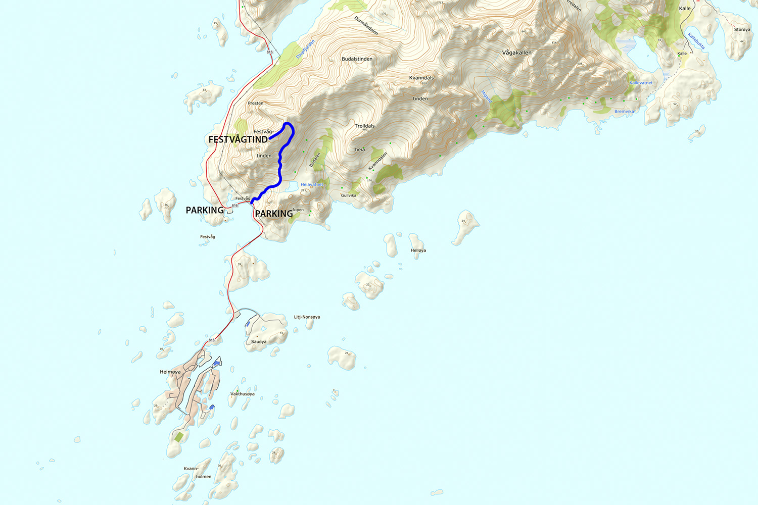 Festvågtind Hiking Map