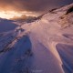 Winter sunrise over mountain landscape, Moskenesøy, Lofoten Islands, Norway