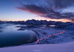 Ytresand Beach Winter Sunrise, Lofoten Islands, Norway