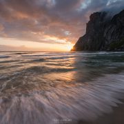 Kvalvika Beach Midnight Sun, Lofoten Islands