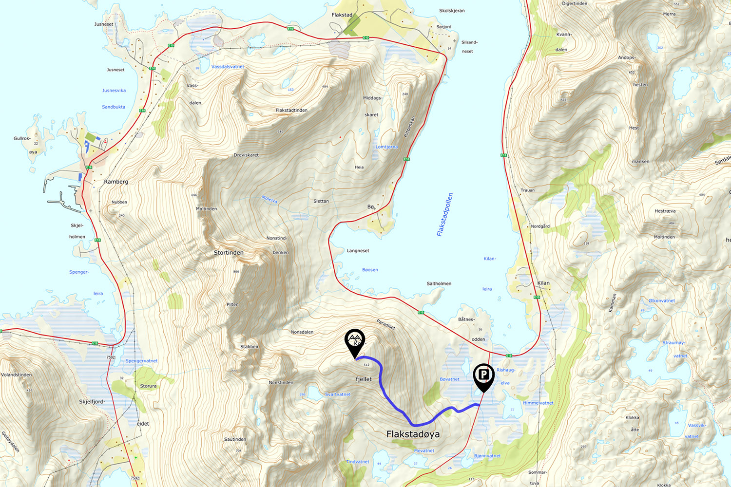 Kollfjellet Hiking Map